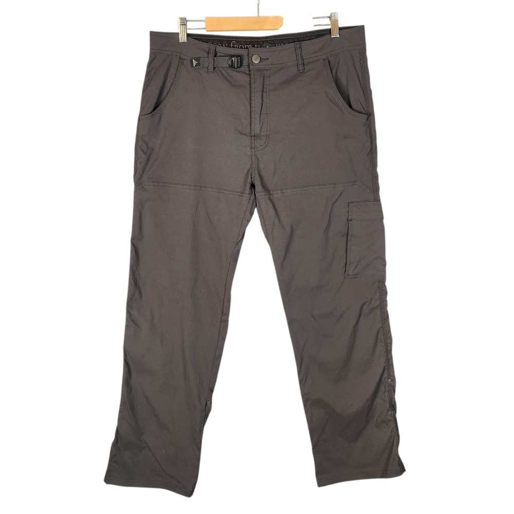Prana Stretch Zion Pants Men's XLx32 Gray Nylon Cargo Outdoor Hiking